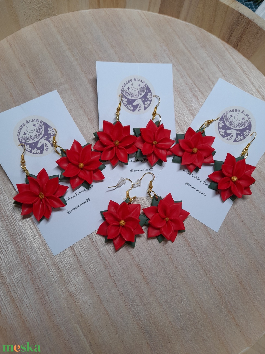 Mikulásvirág fülbevaló - ékszer - fülbevaló - fülékszer - Meska.hu