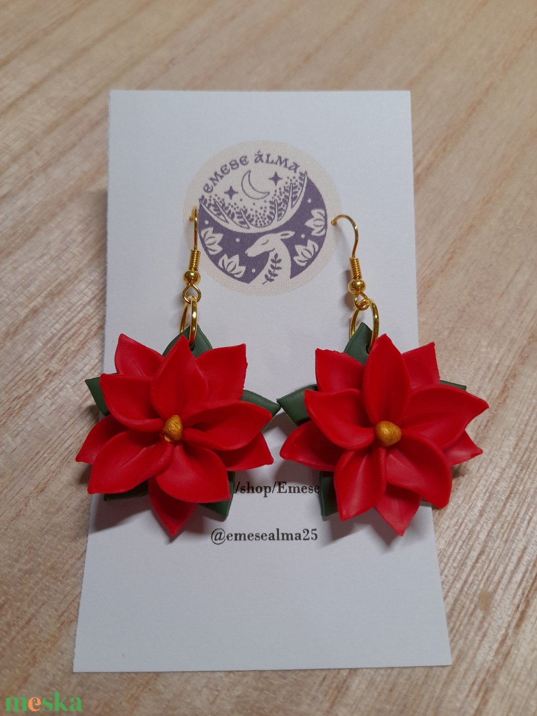 Mikulásvirág fülbevaló - ékszer - fülbevaló - fülékszer - Meska.hu