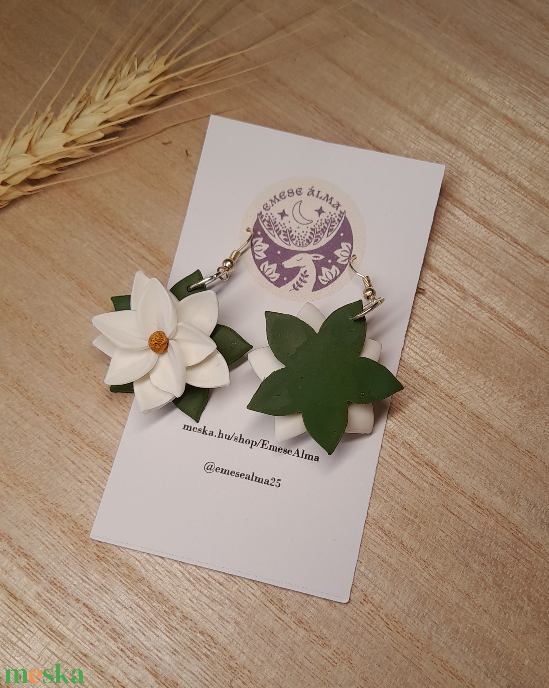 Fehér Mikulásvirág fülbevaló - ékszer - fülbevaló - fülékszer - Meska.hu