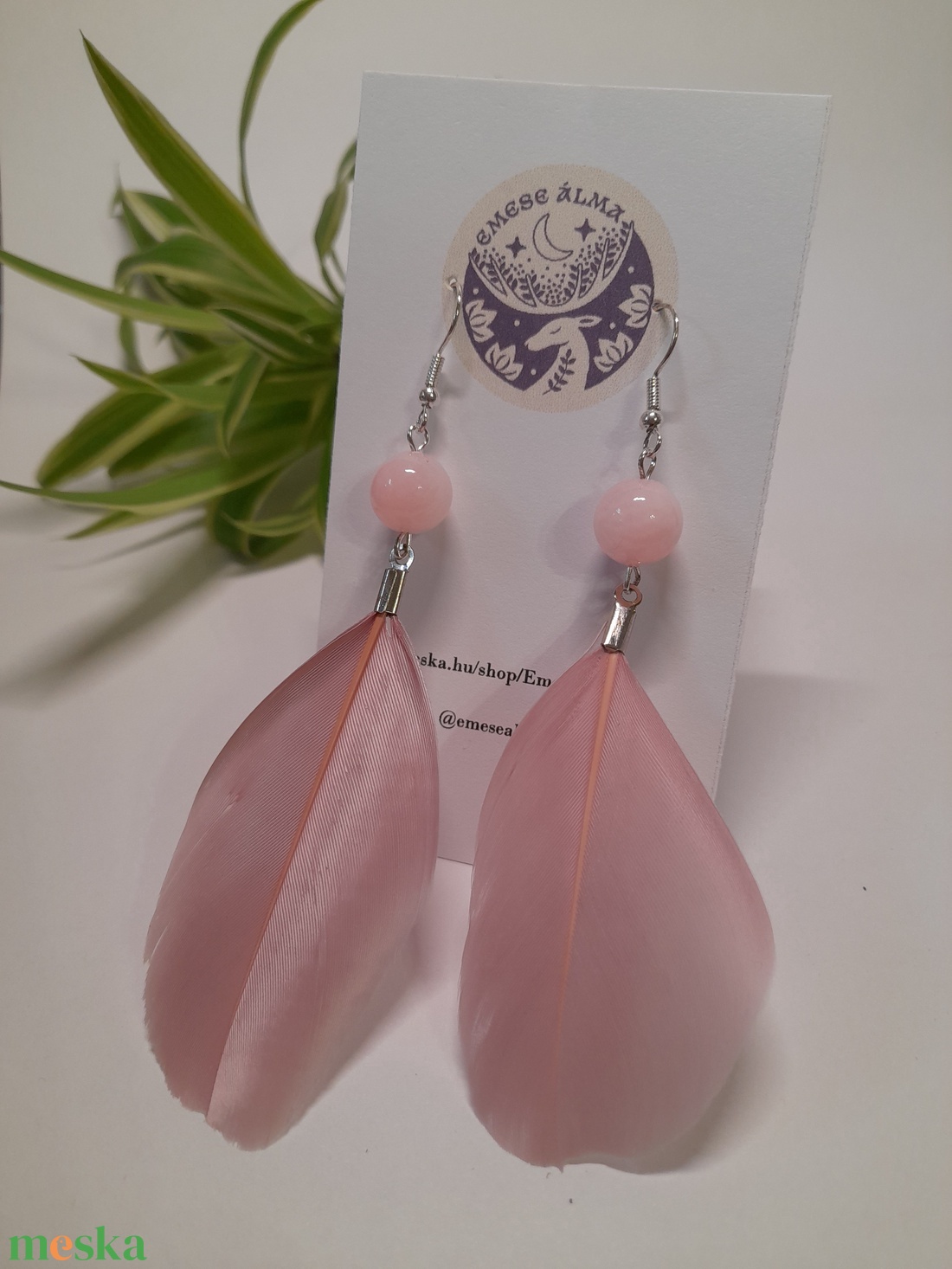 Pink toll - ékszer - fülbevaló - lógó fülbevaló - Meska.hu