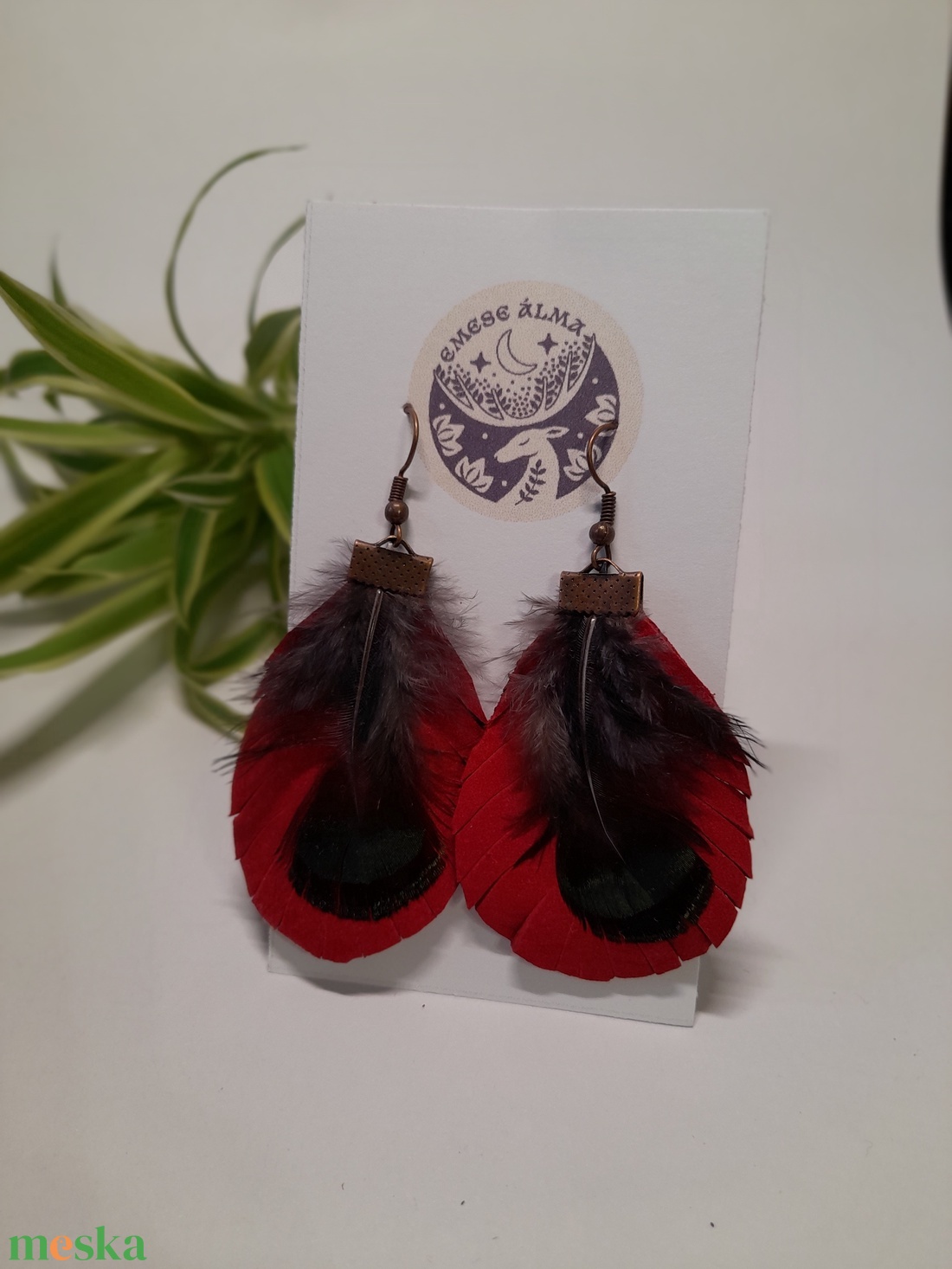 Bordó fácán fülbi - ékszer - fülbevaló - lógó fülbevaló - Meska.hu