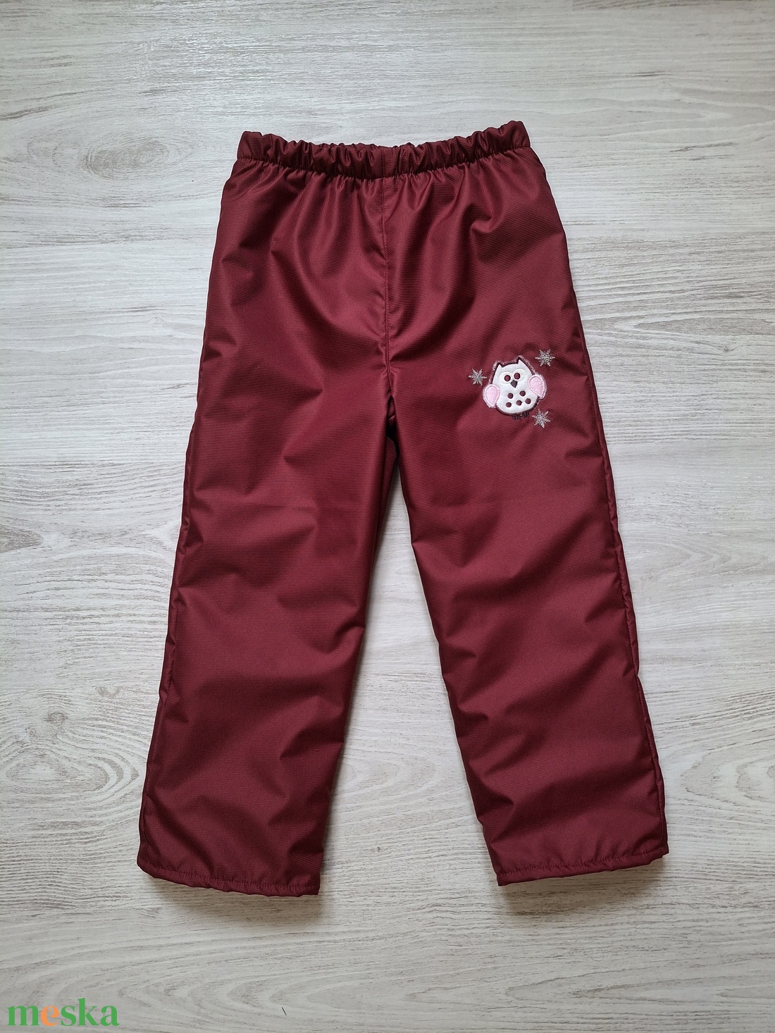  122-es bordó bagoly vízlepergetős polár bélelt nadrág - ruha & divat - babaruha & gyerekruha - nadrág - Meska.hu