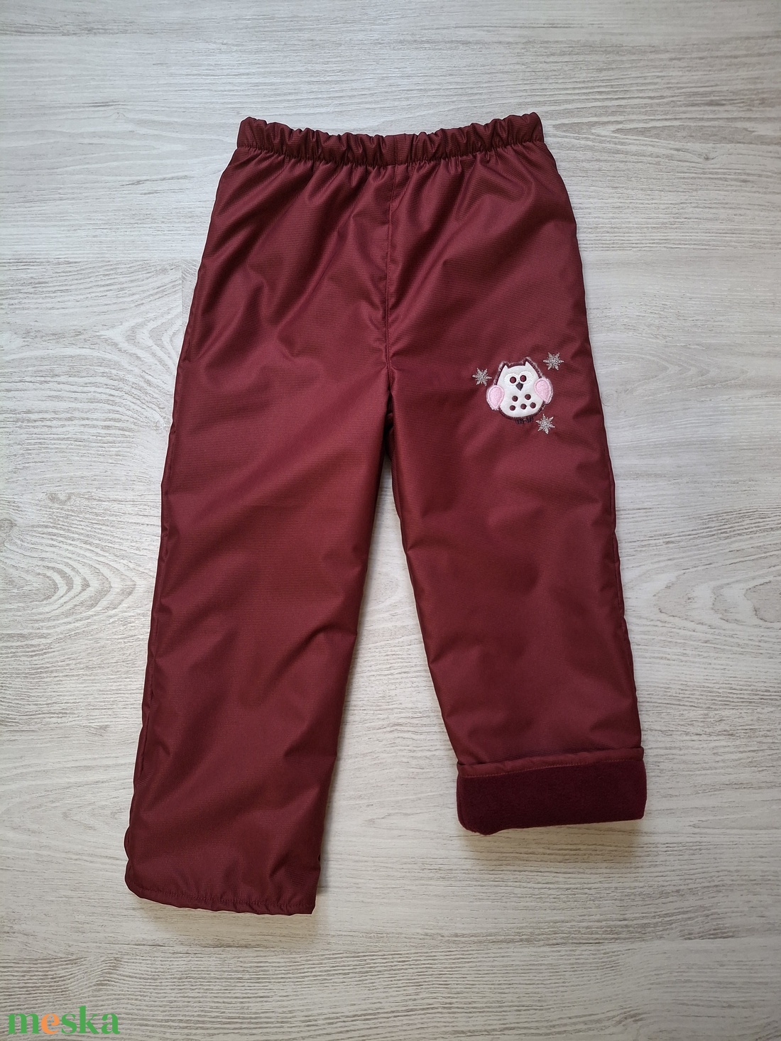  122-es bordó bagoly vízlepergetős polár bélelt nadrág - ruha & divat - babaruha & gyerekruha - nadrág - Meska.hu
