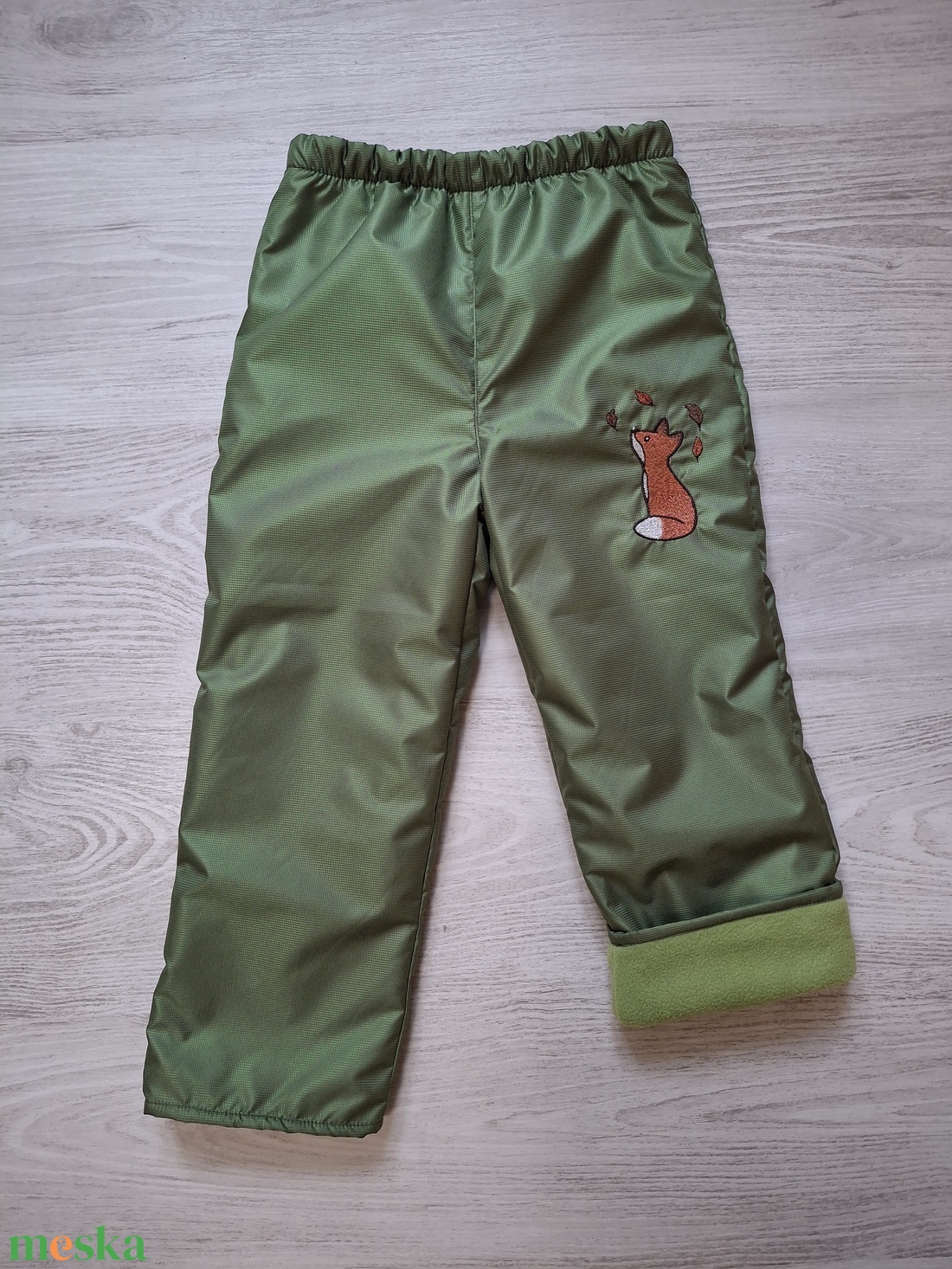 110-es zöld róka vízlepergetős polár bélelt nadrág  - ruha & divat - babaruha & gyerekruha - nadrág - Meska.hu