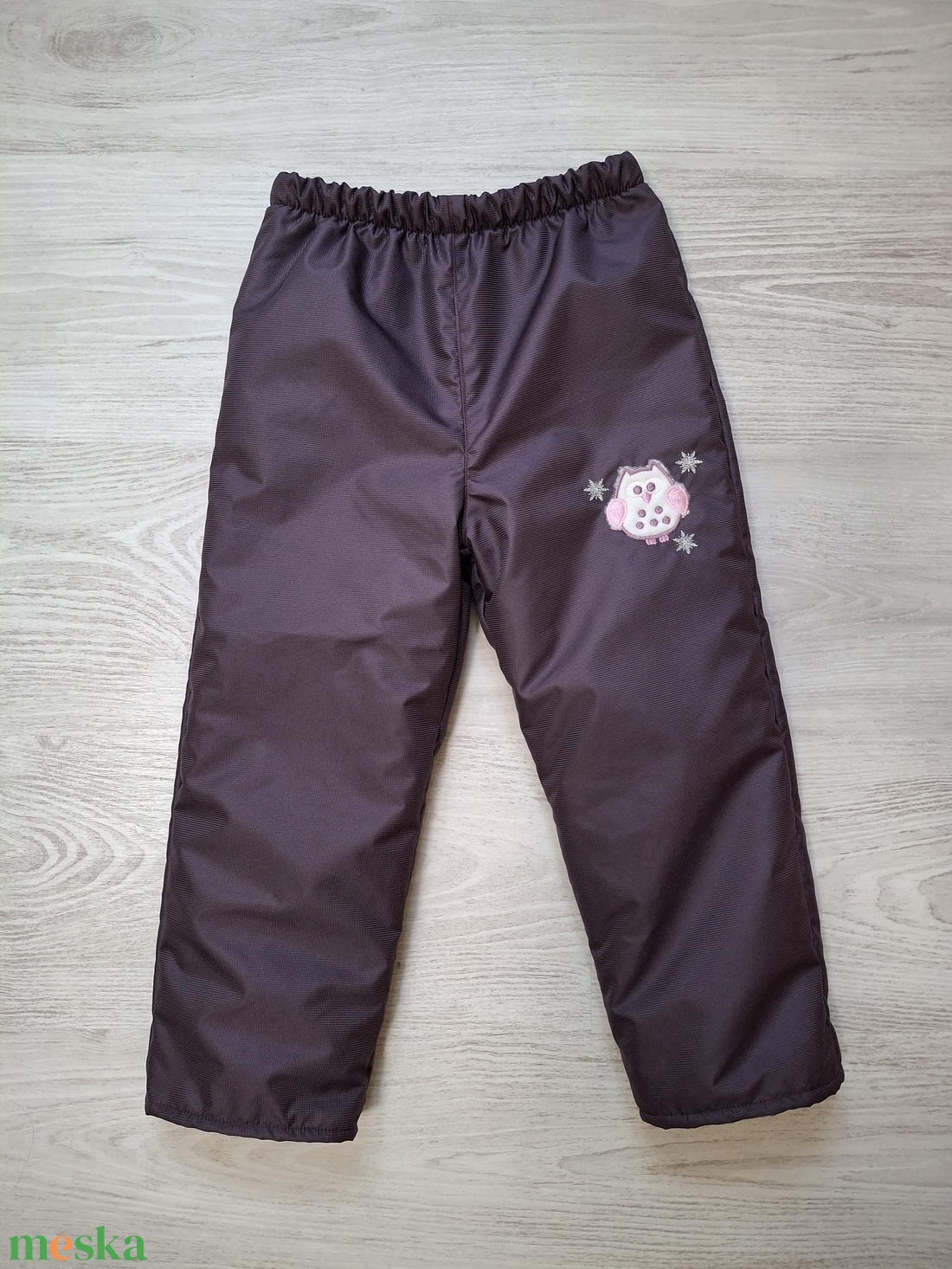  116-os padlizsán bagoly vízlepergetős polár bélelt nadrág - ruha & divat - babaruha & gyerekruha - nadrág - Meska.hu