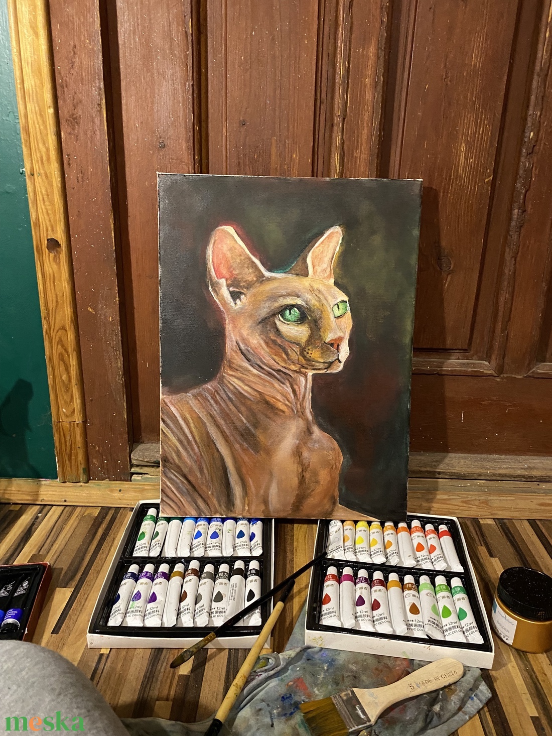 Macska festmény - művészet - festmény - akril - Meska.hu