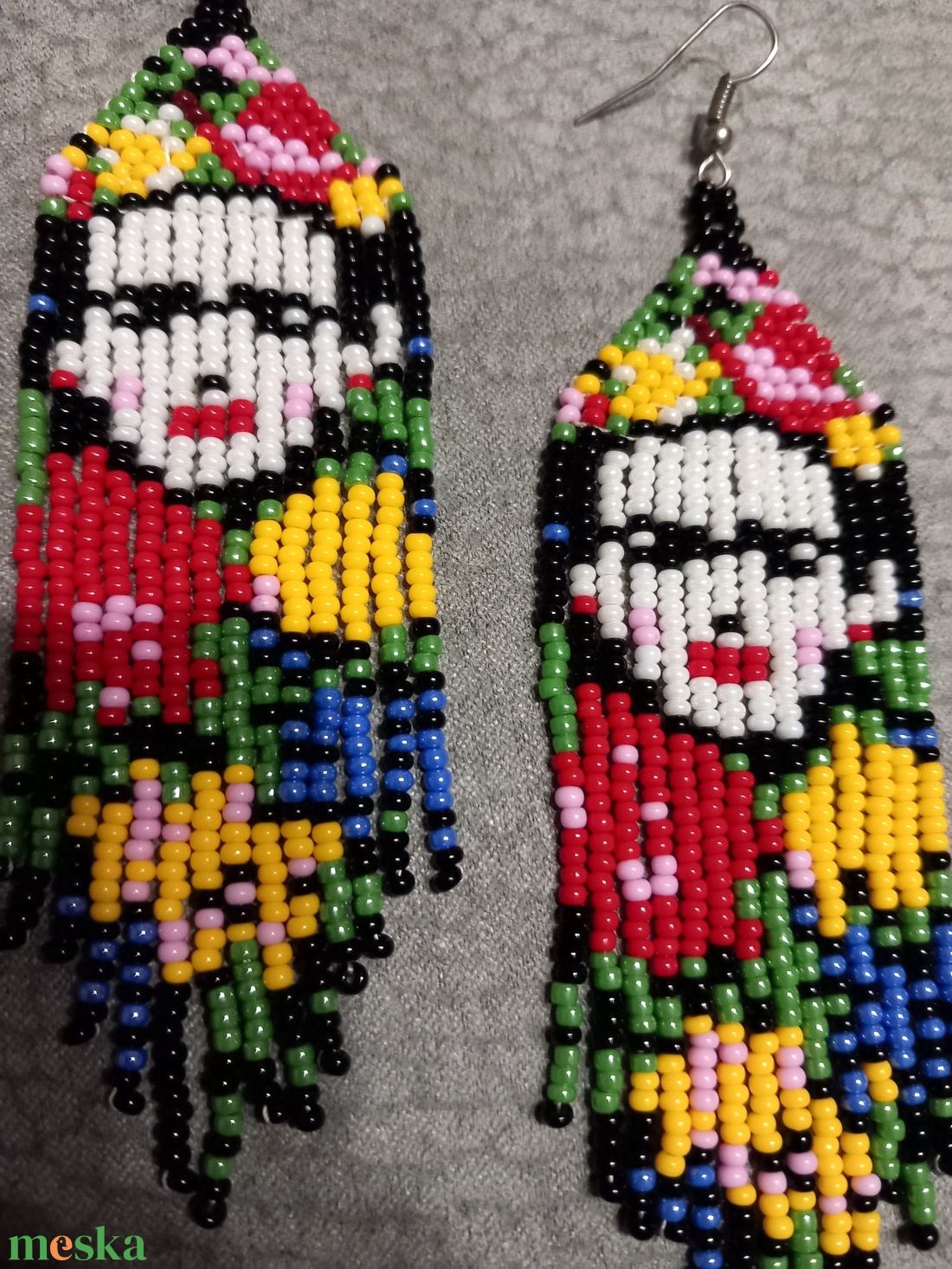 Frida Kahlo gyöngy fülbevaló - ékszer - fülbevaló - lógó fülbevaló - Meska.hu