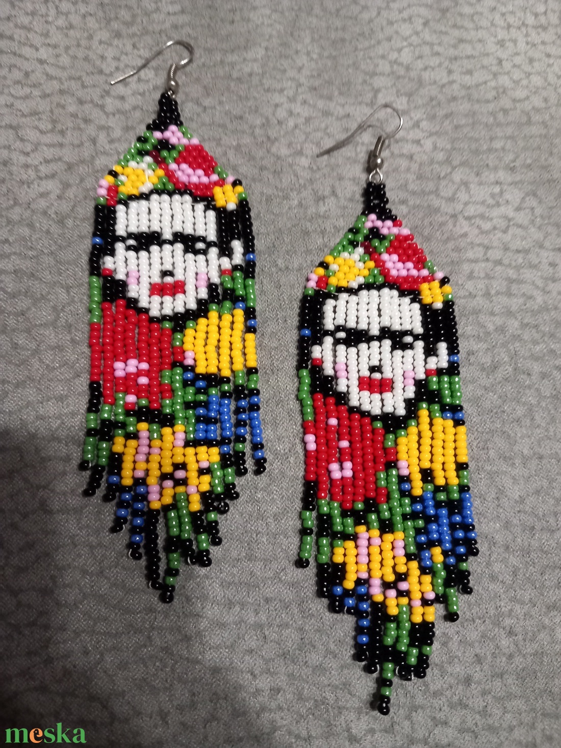 Frida Kahlo gyöngy fülbevaló - ékszer - fülbevaló - lógó fülbevaló - Meska.hu