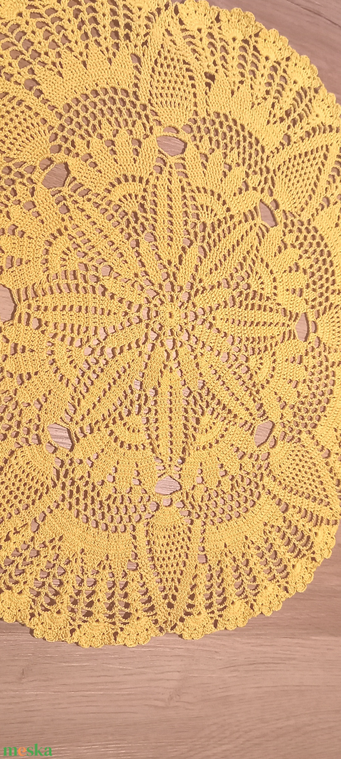 Kézzel horgolt sárga csipke terítő - romantikus lakásdekor - otthon & életmód - lakástextil - abrosz, terítő - asztalközép terítő - Meska.hu
