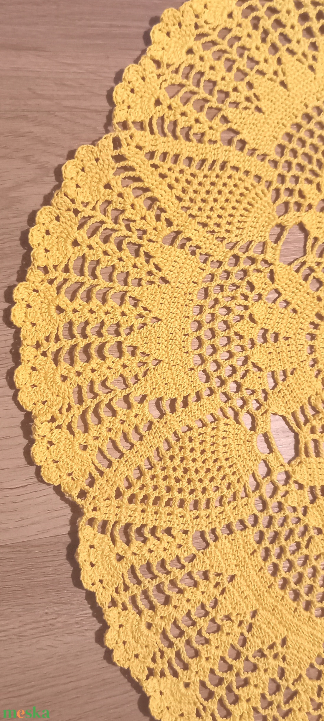 Kézzel horgolt sárga csipke terítő - romantikus lakásdekor - otthon & életmód - lakástextil - abrosz, terítő - asztalközép terítő - Meska.hu