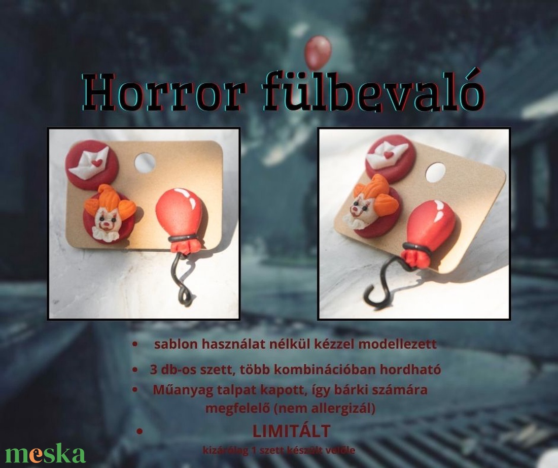 Horror fülbevaló (inspirálta: Stehpen King - Az) - ékszer - fülbevaló - pötty fülbevaló - Meska.hu Horror fülbevaló (inspirálta: Stehpen King - Az) - ékszer - fülbevaló - pötty fülbevaló - Meska.hu