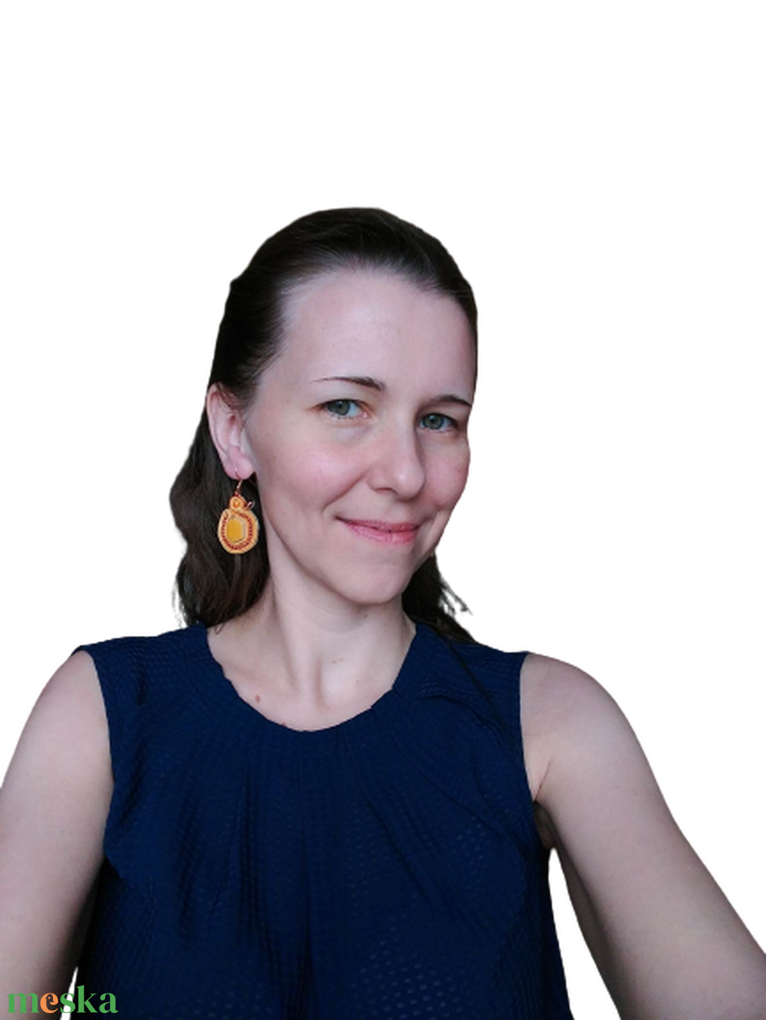 Sujtás fülbevaló aranysárga égetett kerámiával - ékszer - fülbevaló - lógós kerek fülbevaló - Meska.hu