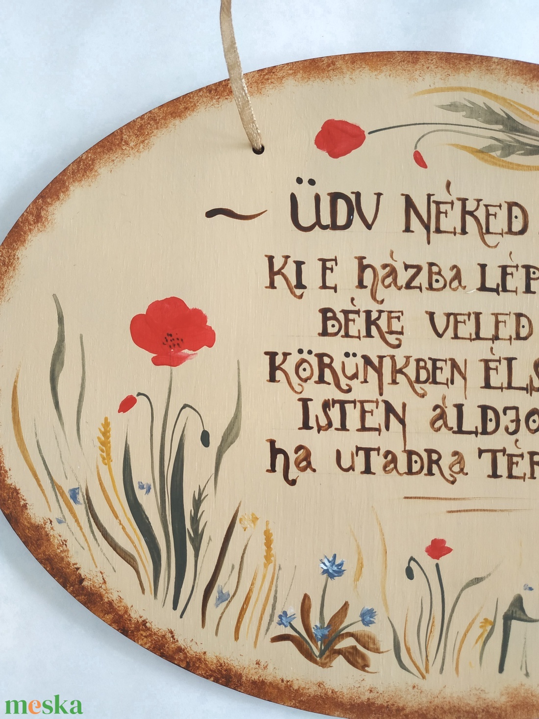 Üdvözlő tábla- mezei virágos ovális tábla - otthon & életmód - dekoráció - ajtó- és ablak dekoráció - ajtódísz & kopogtató - Meska.hu