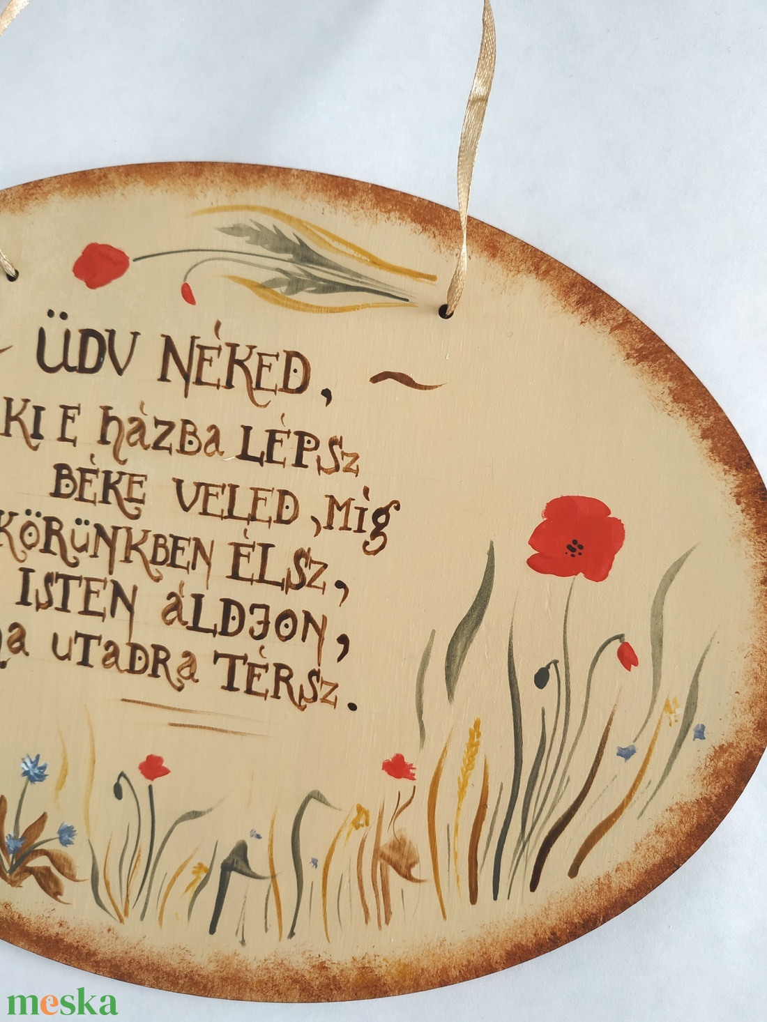 Üdvözlő tábla- mezei virágos ovális tábla - otthon & életmód - dekoráció - ajtó- és ablak dekoráció - ajtódísz & kopogtató - Meska.hu