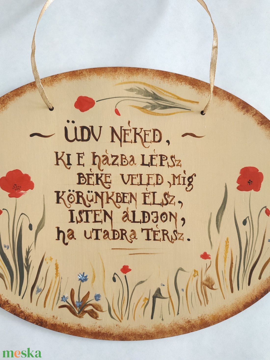 Üdvözlő tábla- mezei virágos ovális tábla - otthon & életmód - dekoráció - ajtó- és ablak dekoráció - ajtódísz & kopogtató - Meska.hu