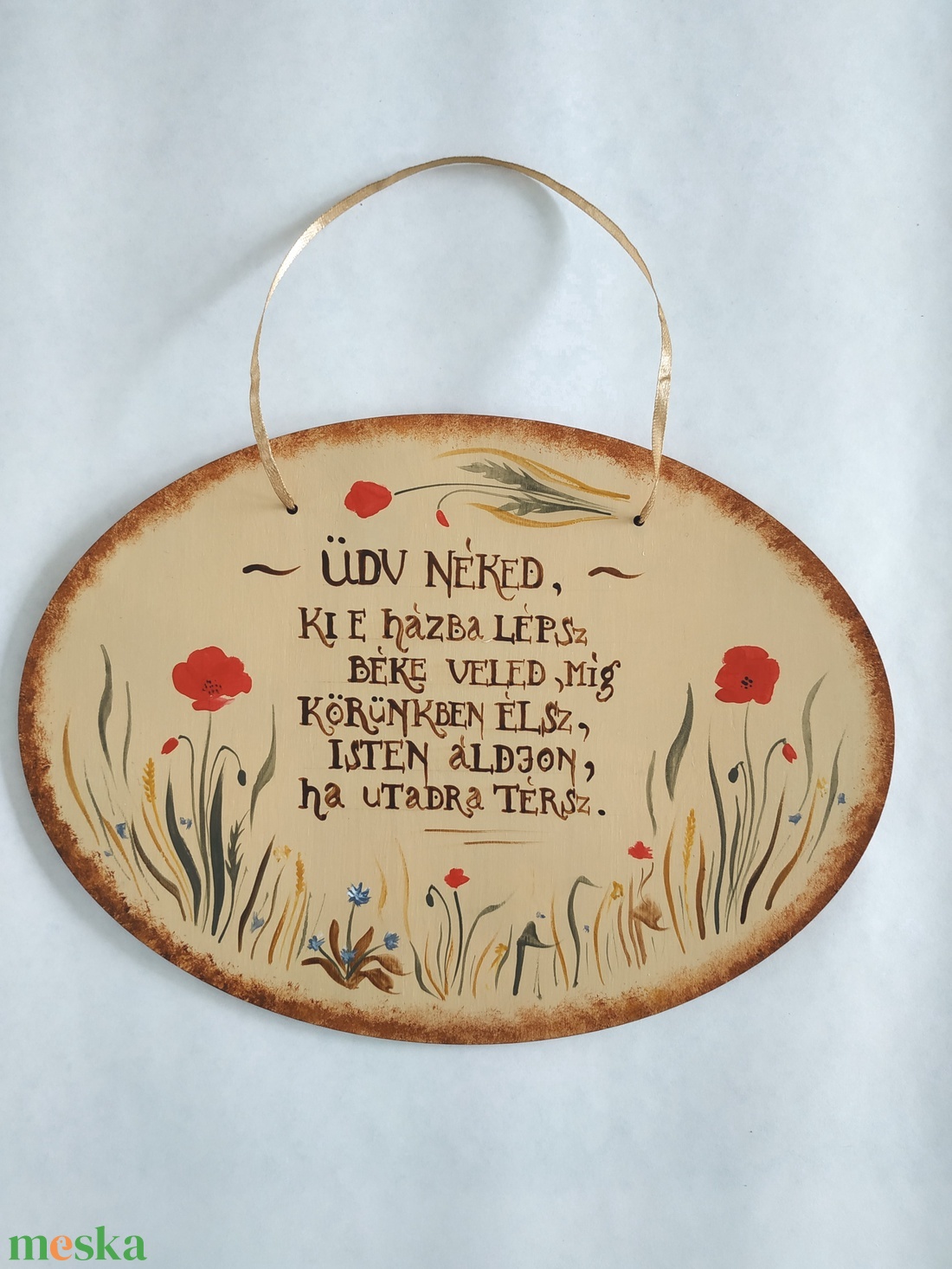 Üdvözlő tábla- mezei virágos ovális tábla - otthon & életmód - dekoráció - ajtó- és ablak dekoráció - ajtódísz & kopogtató - Meska.hu