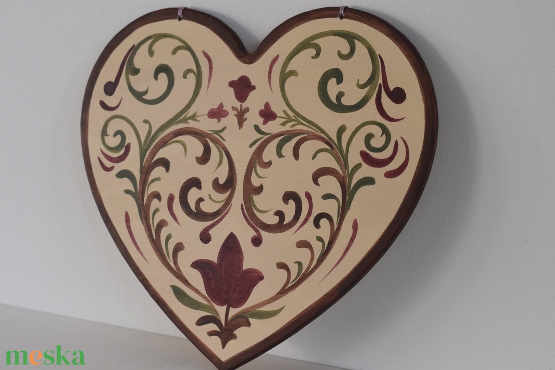 Kézzel festett szív tábla népi motívumokkal -Megyaszó - otthon & életmód - dekoráció - kép & falikép - táblakép - Meska.hu