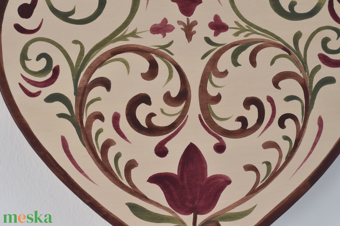 Kézzel festett szív tábla népi motívumokkal -Megyaszó - otthon & életmód - dekoráció - kép & falikép - táblakép - Meska.hu