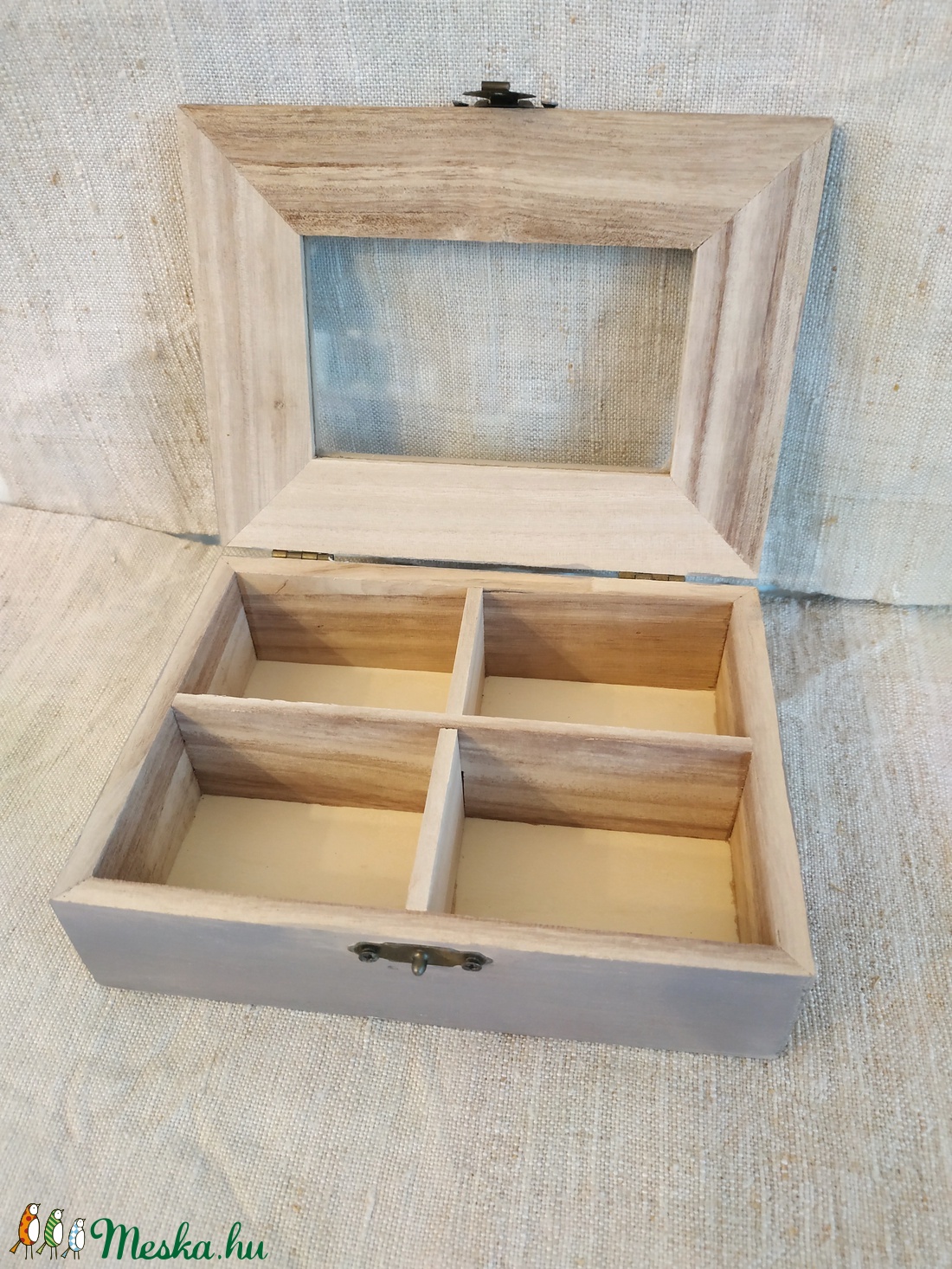 Pöttyös vintage 4 fakkos teás doboz - otthon & életmód - konyhafelszerelés, tálalás - konyhai tárolás - tea & kávé tárolás - Meska.hu