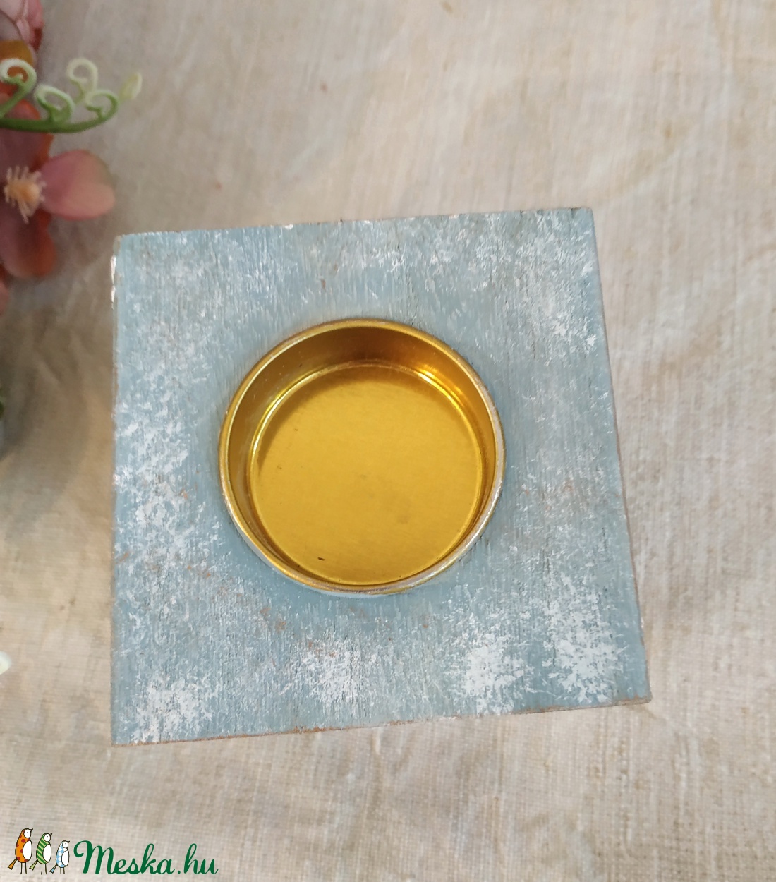 Róka szarvas hópehely Karácsonyi mécsestartó vintage stílus fehér kék - karácsony - karácsonyi lakásdekoráció - karácsonyi illatgyertya, mécses - Meska.hu