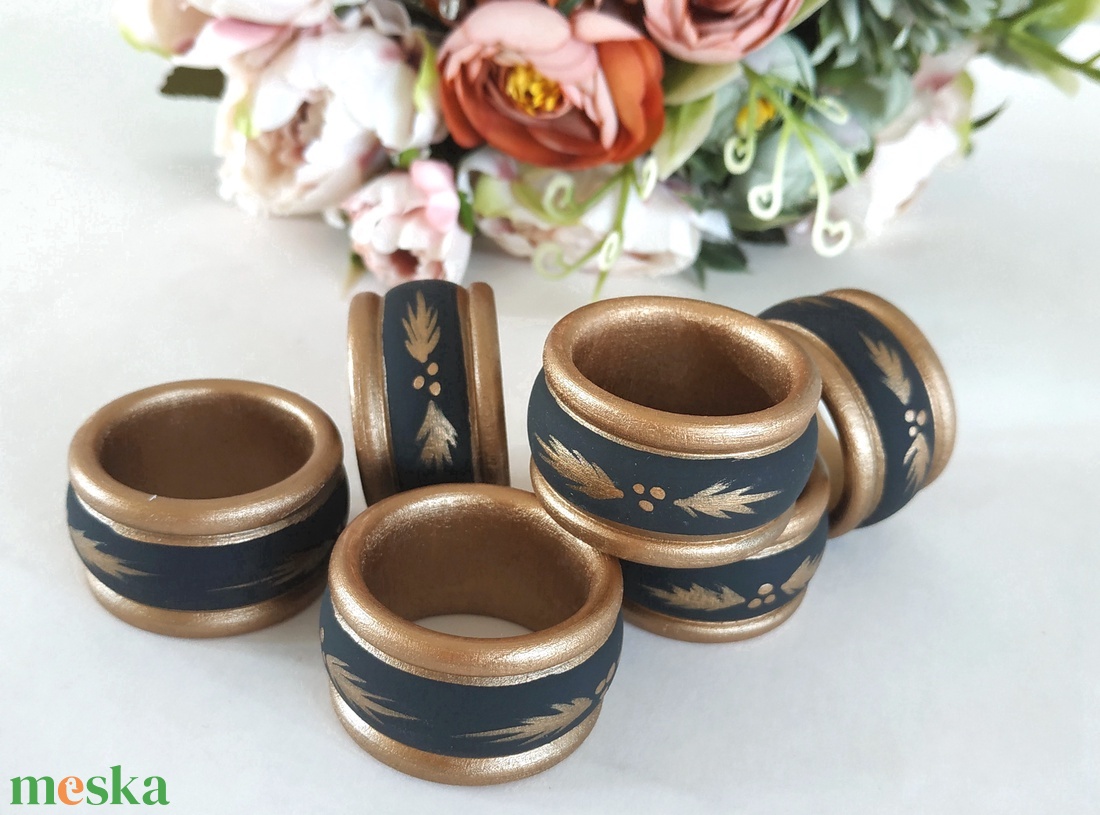 Szalvétagyűrű szett- Fekete-bronz - otthon & életmód - konyhafelszerelés, tálalás - tálalás - szalvétatartó, szalvétagyűrű - Meska.hu