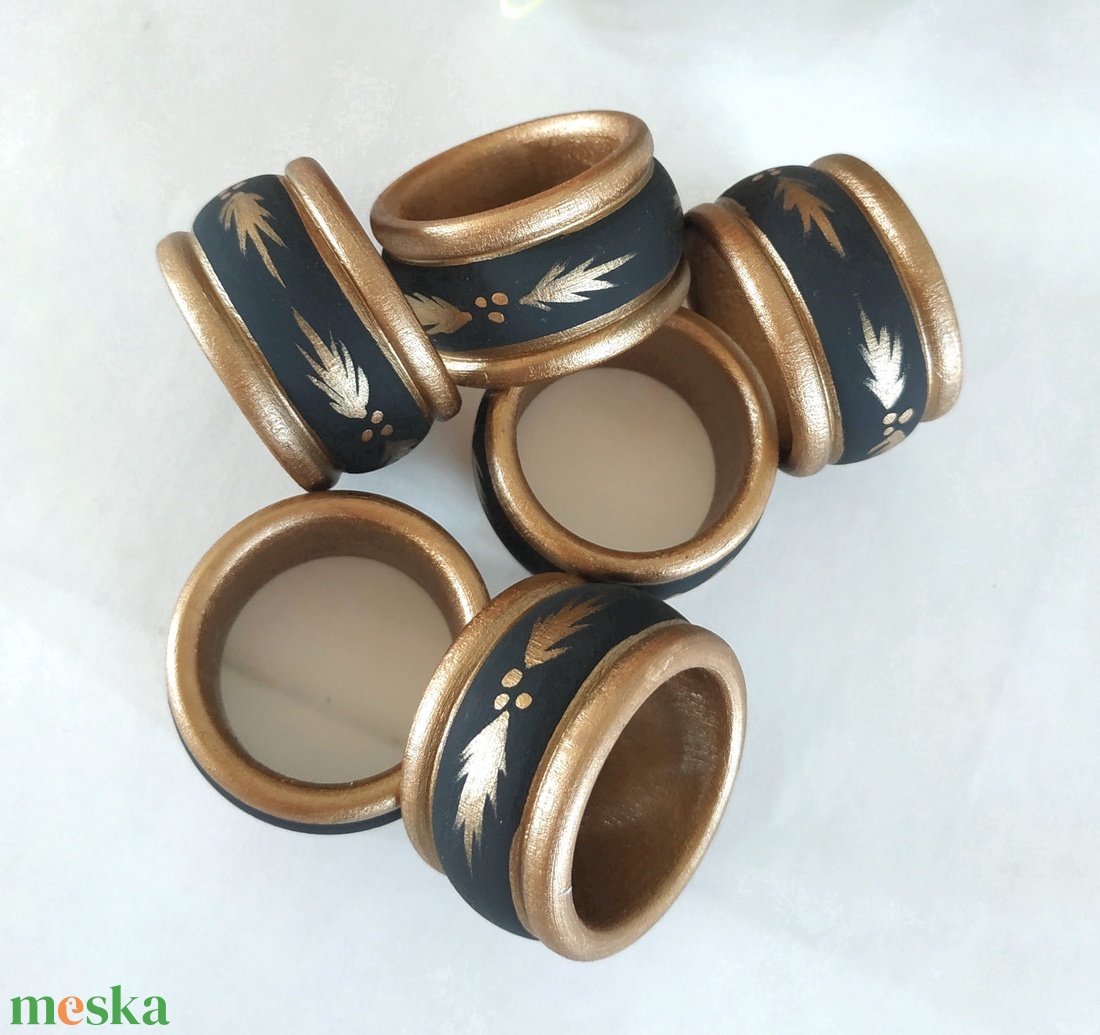 Szalvétagyűrű szett- Fekete-bronz - otthon & életmód - konyhafelszerelés, tálalás - tálalás - szalvétatartó, szalvétagyűrű - Meska.hu