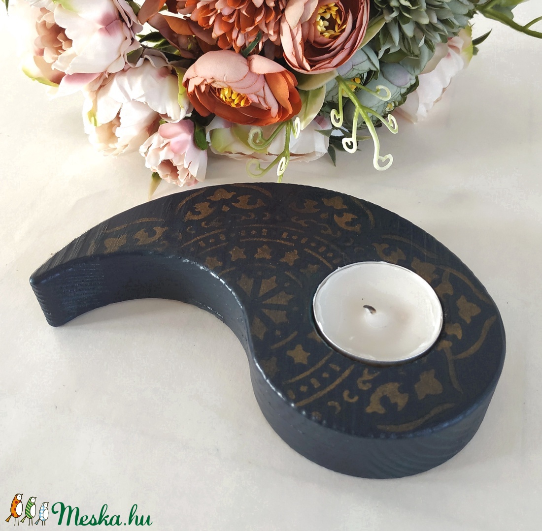 Mécsestartó éjkék-bronz - otthon & életmód - gyertya, illat, aroma - mécses és mécsestartó - Meska.hu
