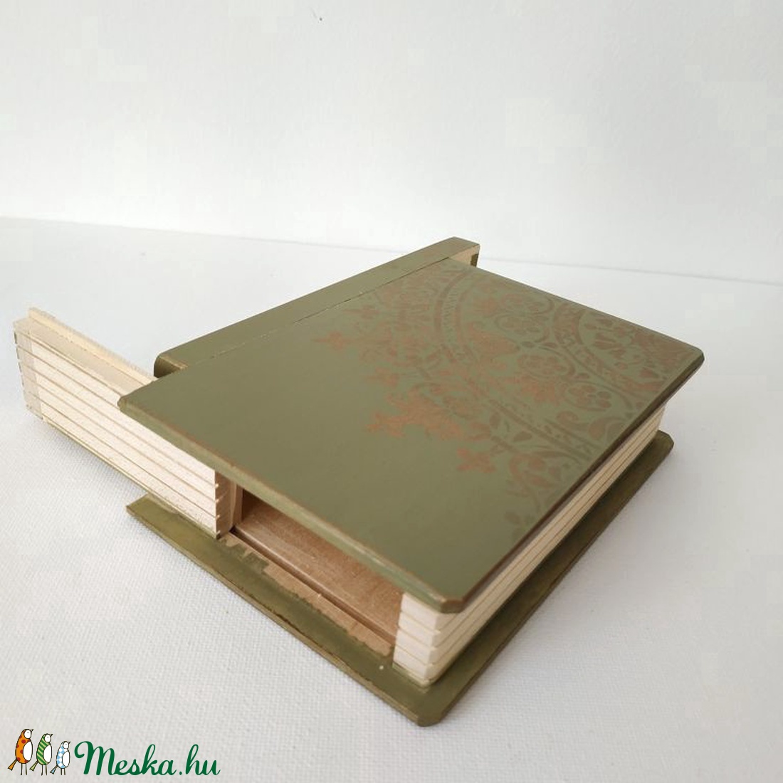 Titkok őre- könyv formájú doboz(olíva zöld) - otthon & életmód - dekoráció - asztal és polc dekoráció - díszdoboz - Meska.hu