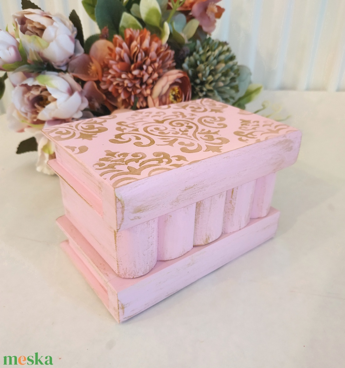 Puzzle doboz/ titkos doboz - Barbie rózsaszín barokk arany - ékszer - ékszertartó - ékszerdoboz - Meska.hu
