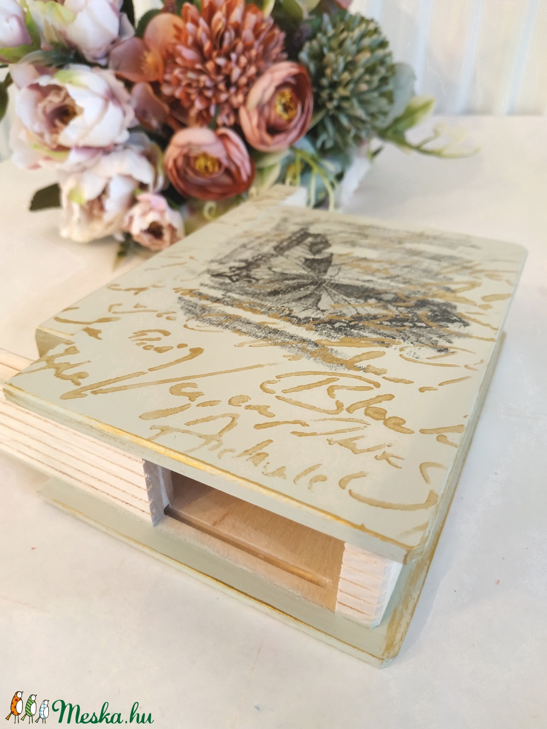 Titkok őre- könyv formájú puzzle doboz( Fekete pillangó menta) - otthon & életmód - dekoráció - asztal és polc dekoráció - díszdoboz - Meska.hu