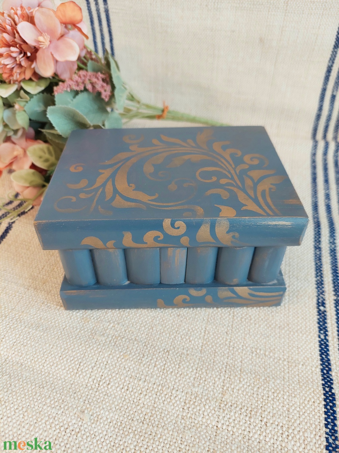 Puzzle doboz/ titkos doboz - vintage kék bronz - nagyobb méret - ékszer - ékszertartó - ékszerdoboz - Meska.hu
