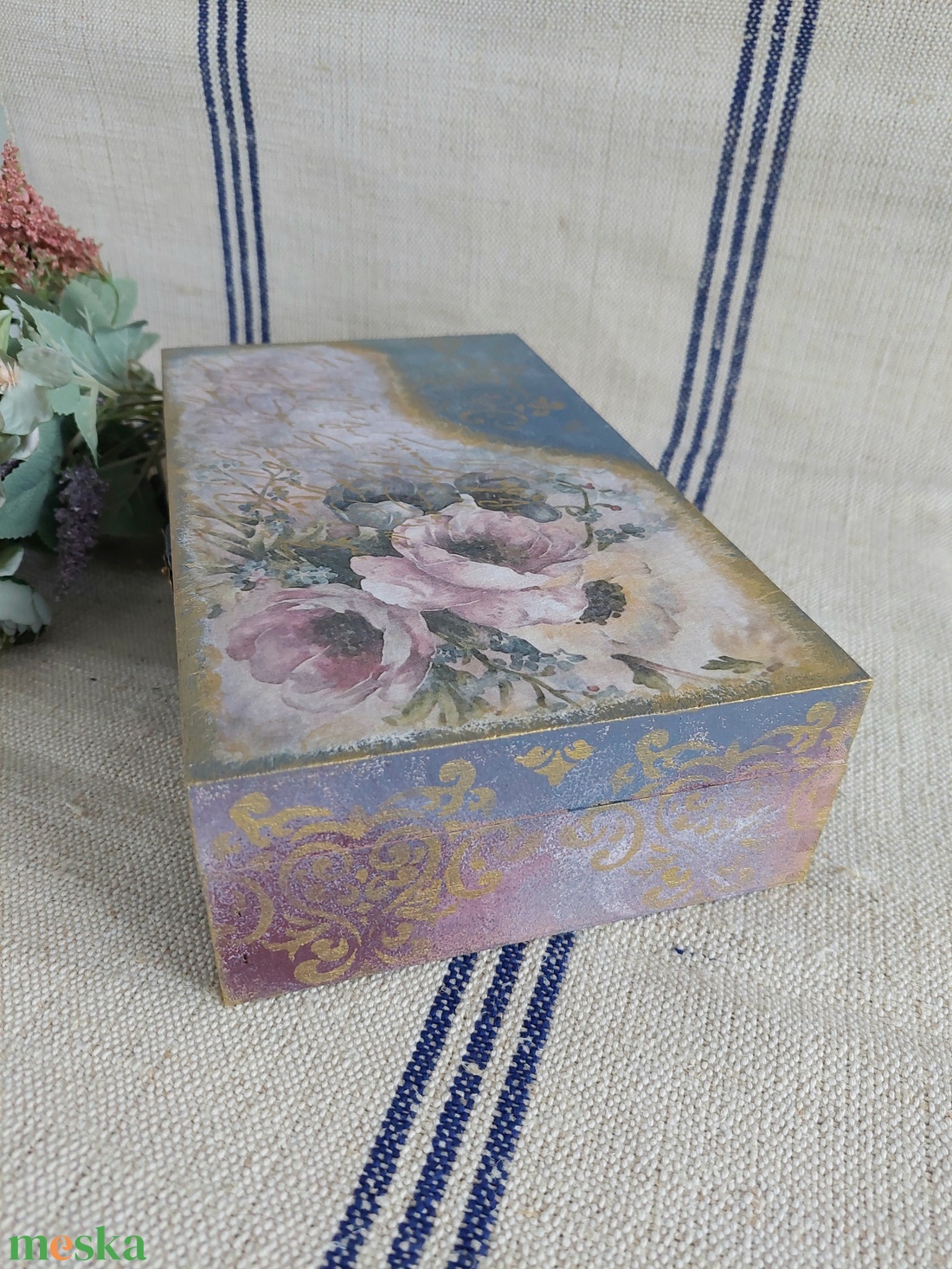 Vintage stílusú doboz- díszdoboz  - otthon & életmód - lakástextil - varrókellék - Meska.hu