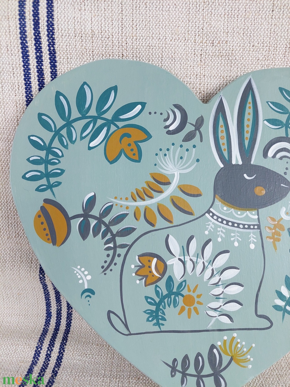 Kézzel festett szív tábla Húsvét -tavasz - otthon & életmód - dekoráció - kép & falikép - táblakép - Meska.hu