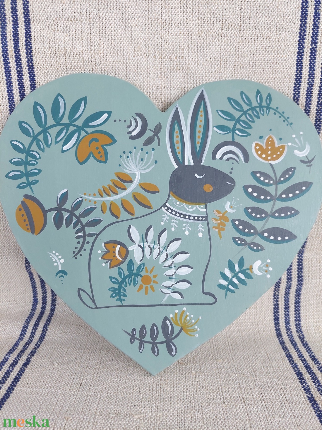 Kézzel festett szív tábla Húsvét -tavasz - otthon & életmód - dekoráció - kép & falikép - táblakép - Meska.hu