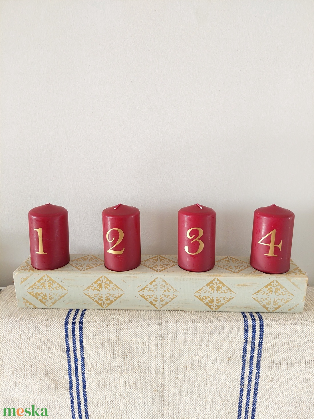 Fa adventi asztalközép  asztaldísz gyertyatartó  - esküvő - dekoráció - gyertya & gyertyatartó - Meska.hu