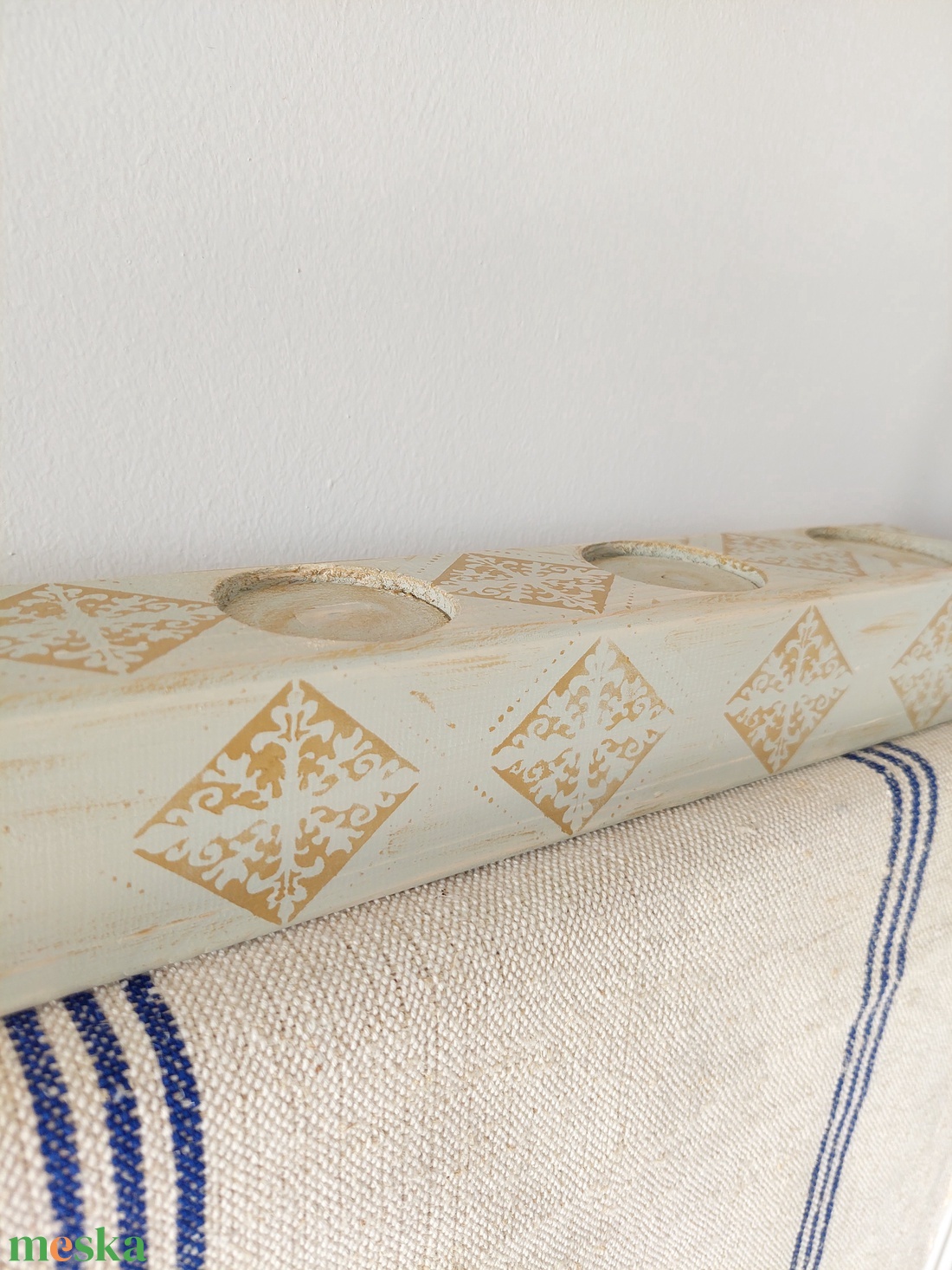 Fa adventi asztalközép  asztaldísz gyertyatartó  - esküvő - dekoráció - gyertya & gyertyatartó - Meska.hu