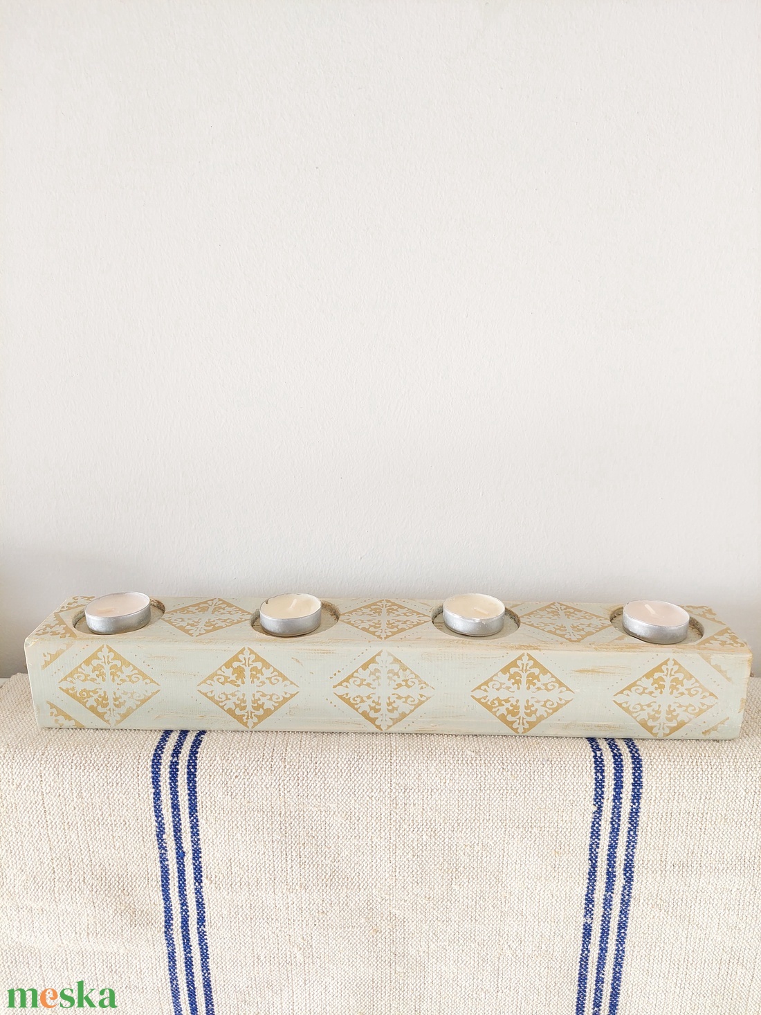 Fa adventi asztalközép  asztaldísz gyertyatartó  - esküvő - dekoráció - gyertya & gyertyatartó - Meska.hu