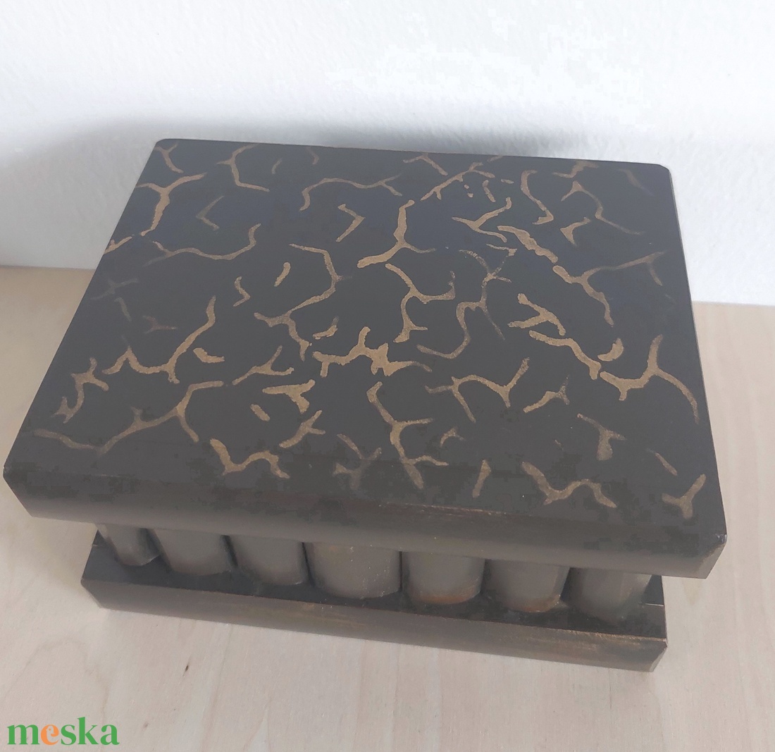 Puzzle doboz/ titkos doboz - olajzöld bronz repedések- nagyobb méret - ékszer - ékszertartó - ékszerdoboz - Meska.hu