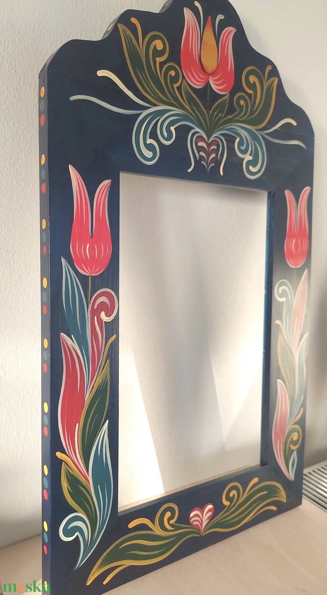 Kézzel festett tükör keret - otthon & életmód - dekoráció - tükör - Meska.hu