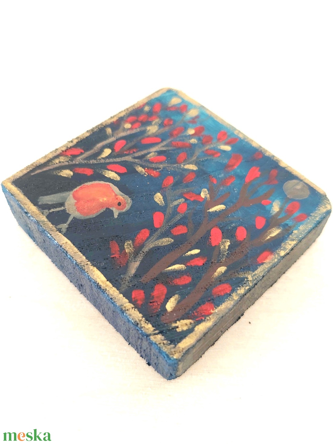 Vörösbegy-mini fali kép - otthon & életmód - dekoráció - fali és függő dekoráció - falra akasztható dekor - Meska.hu