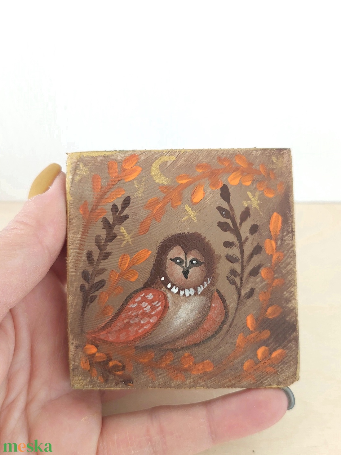 Bagoly az erdőben-mini fali kép - otthon & életmód - dekoráció - fali és függő dekoráció - falra akasztható dekor - Meska.hu