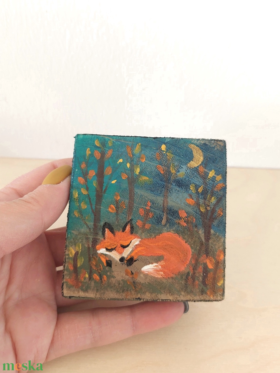 Róka szundi-mini fali kép - otthon & életmód - dekoráció - fali és függő dekoráció - falra akasztható dekor - Meska.hu