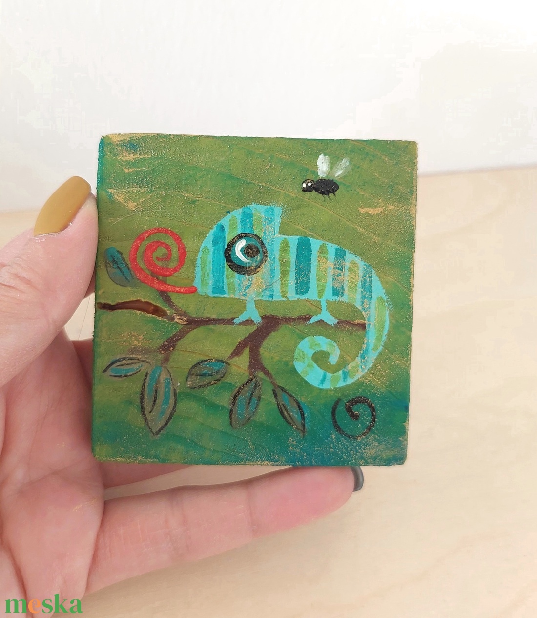 Kaméleon-mini fali kép - otthon & életmód - dekoráció - fali és függő dekoráció - falra akasztható dekor - Meska.hu