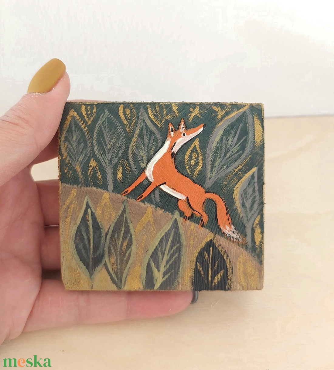 Vadászó Róka -mini fali kép - otthon & életmód - dekoráció - fali és függő dekoráció - falra akasztható dekor - Meska.hu