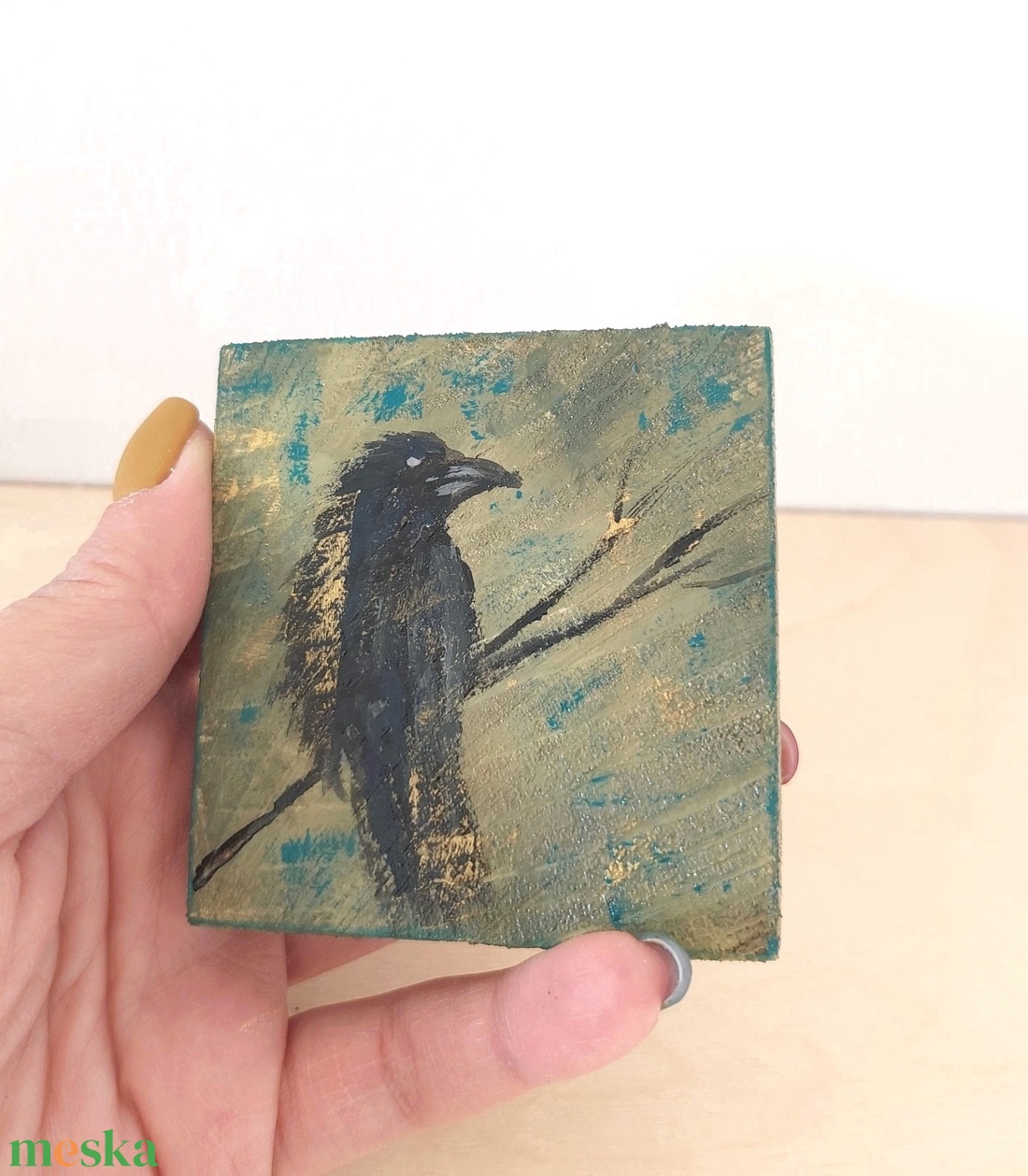 Holló-mini fali kép - otthon & életmód - dekoráció - fali és függő dekoráció - falra akasztható dekor - Meska.hu