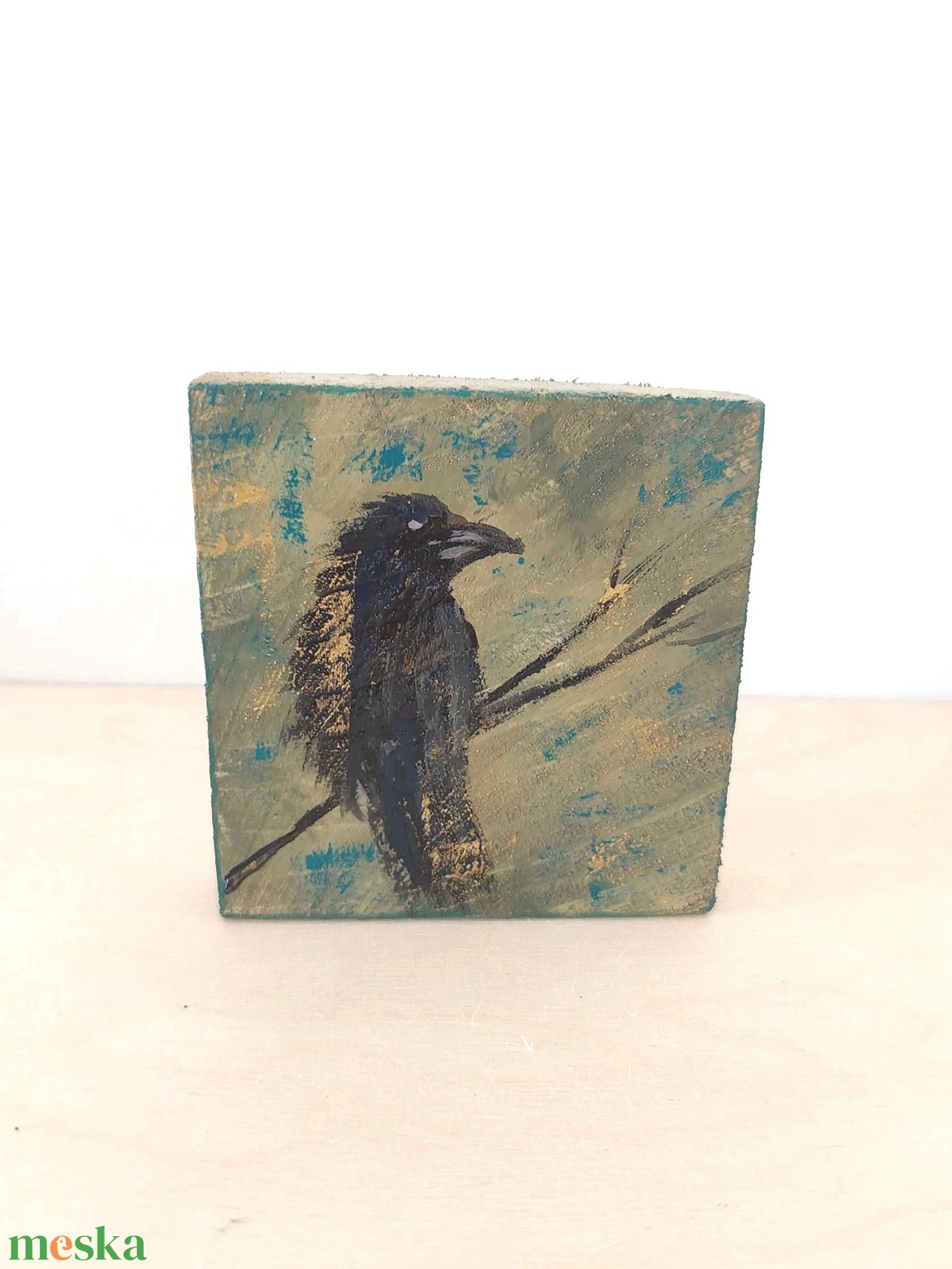 Holló-mini fali kép - otthon & életmód - dekoráció - fali és függő dekoráció - falra akasztható dekor - Meska.hu