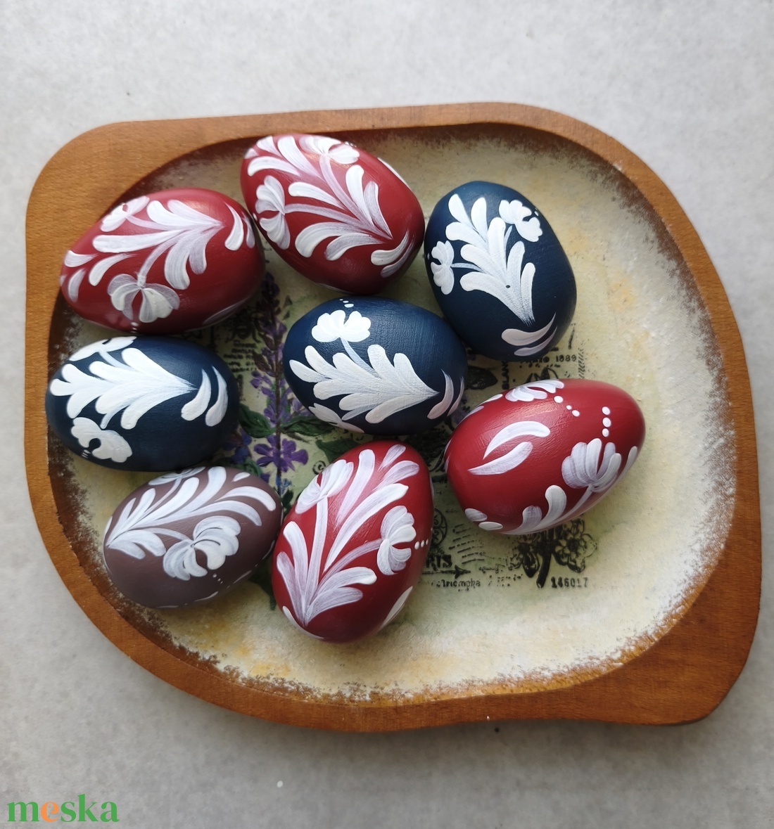 Kézzel festett fa tojás 8 db vegyes - otthon & életmód - dekoráció - asztal és polc dekoráció - asztaldísz - Meska.hu