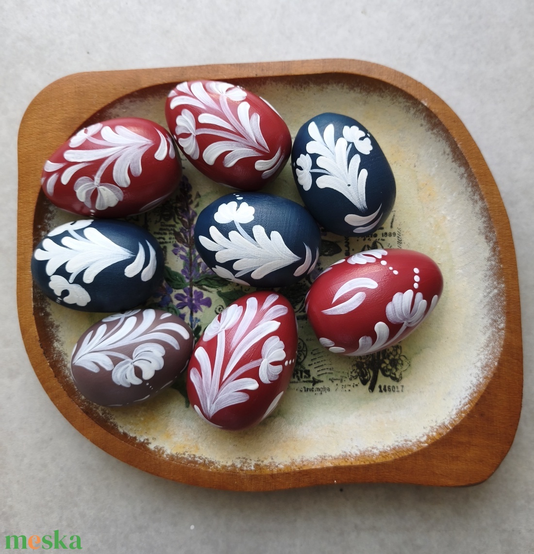 Kézzel festett fa tojás 8 db vegyes - otthon & életmód - dekoráció - asztal és polc dekoráció - asztaldísz - Meska.hu