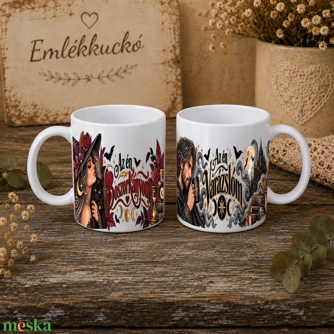 Páros Halloween bögre szett � Boszorkány / Varázsló - otthon & életmód - konyhafelszerelés, tálalás - tálalás - bögre & csésze - Meska.hu