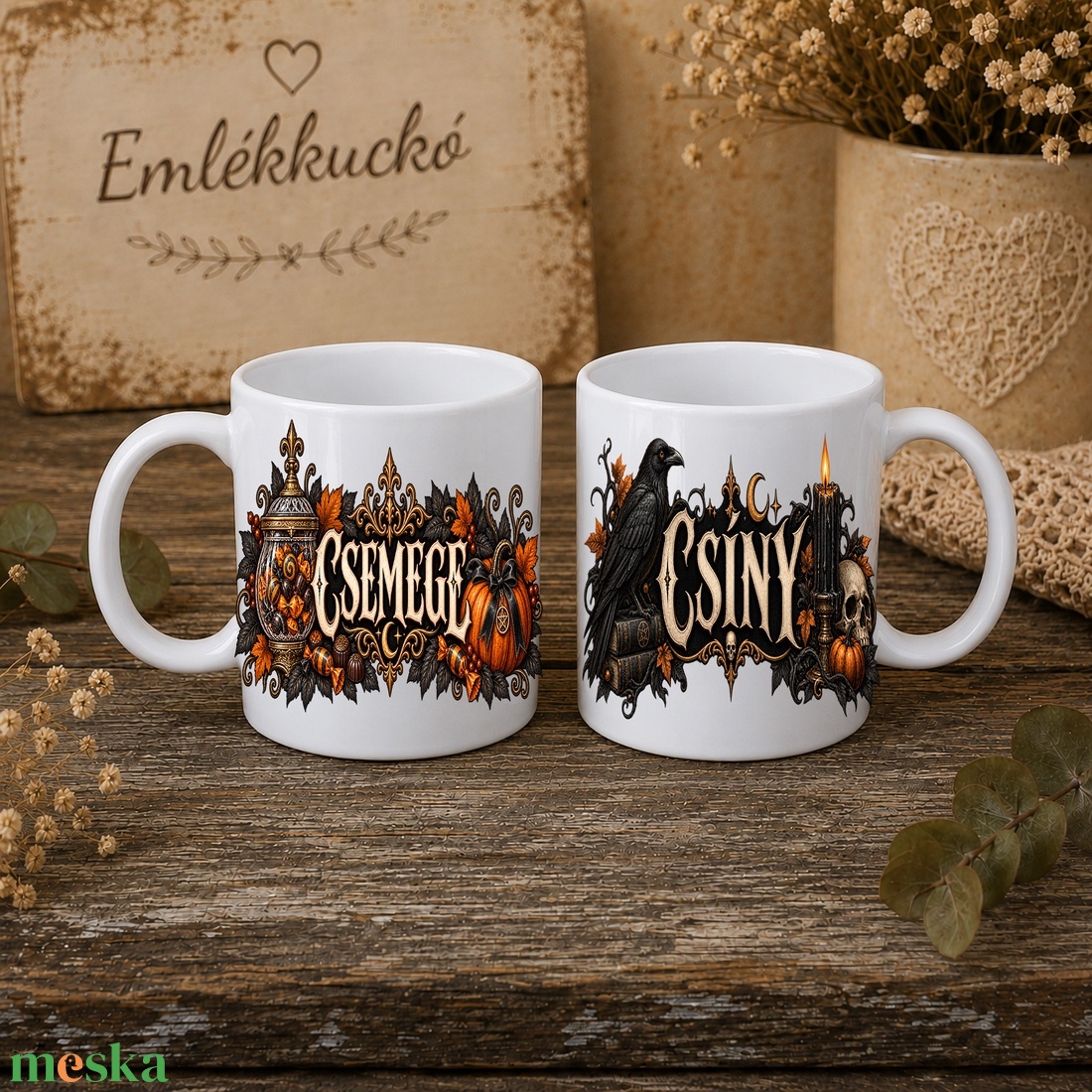 Páros Halloween bögre szett � Csíny / Csemege - otthon & életmód - konyhafelszerelés, tálalás - tálalás - bögre & csésze - Meska.hu